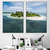 2 Piece Framed Canvas Wall Art Palm Tree Canvas Prints Home Artwork Decoration for Living Room,Bedroom - 16