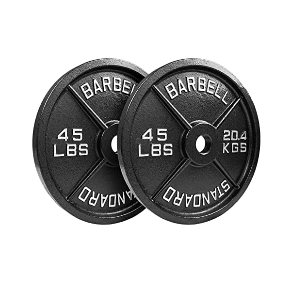 Steel Olympic Plates 45lb Pair – Olympic Standard Premium Coated 2x 45 Pound Weights