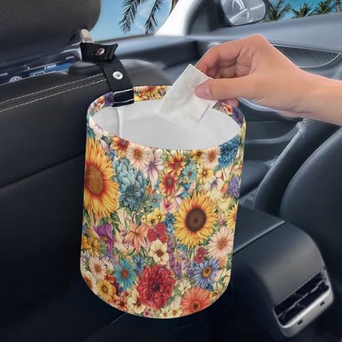 Image of Car Front Seat Can Leak Proof Front Seat Back Seat Garbage Container Bag Kitchen Rubbish Bin Fashion Vehicle Organization Bin, Mushroom Star