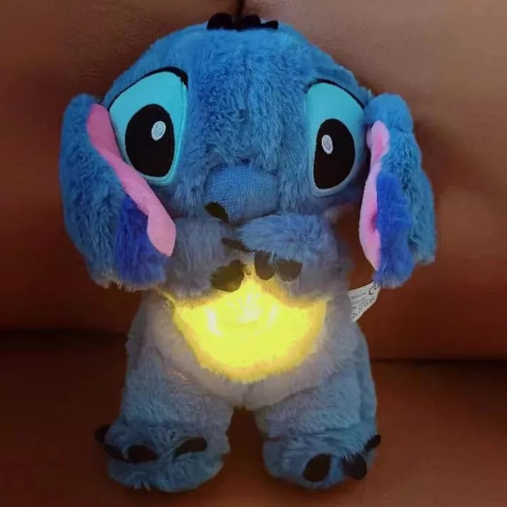 Image of Tinytotem Stitch Sleeping Breathing Teddy with Music and Light Soft Toy for Girls Huggable Heart Beat Plush Toys for Kids & Babies Cuddly Animal Stuff Huggable Gifts for Toddlers Blue 32 cm