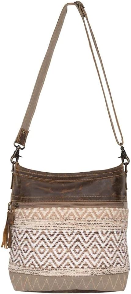 Myra Bag Canvas Zipper Pouch - Blending Taste Shoulder Leather, Rug, and Canvas Pouch with Adjustable Strap and Tasseled Front Pocket, Hobo Crossbody Bag for Women - Image 4