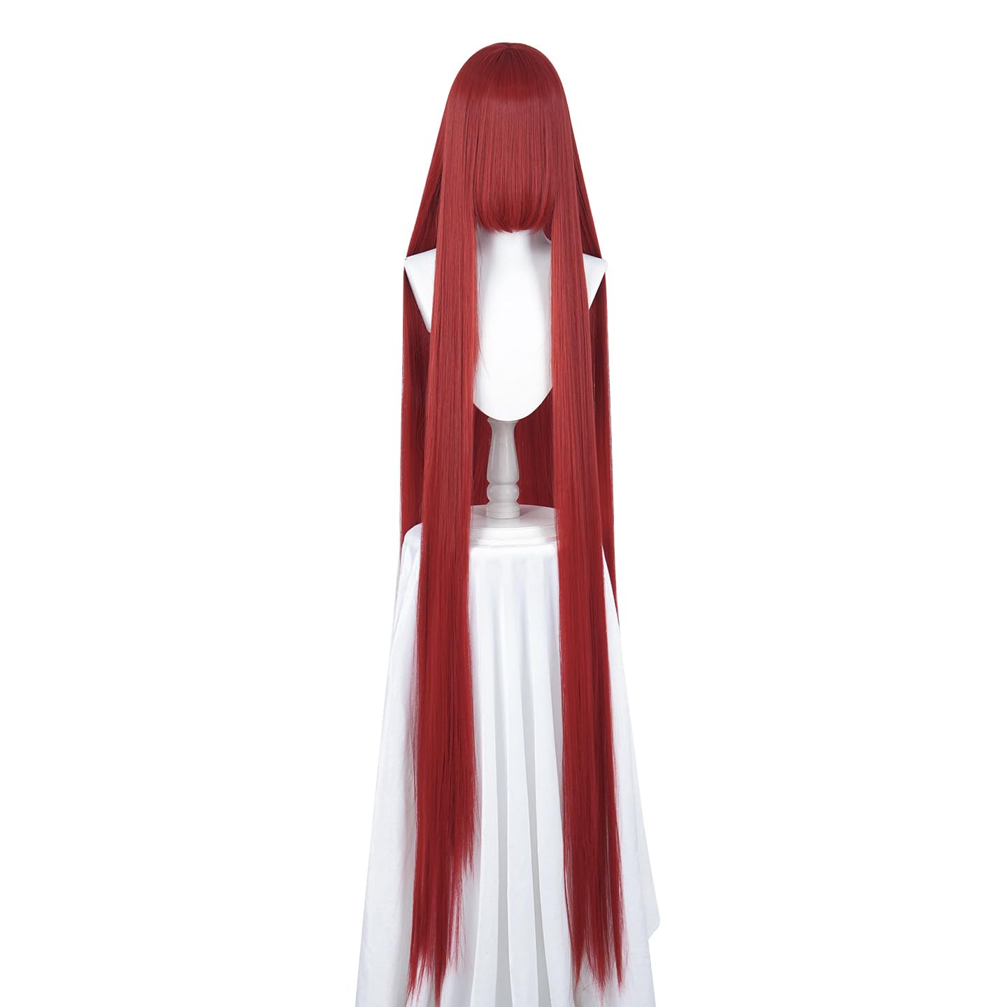 60” / 150CM Extra Long Straight Wig with Bangs Synthetic Hair Cosplay Wigs for Women Halloween Party Costume Wigs (Red 20)