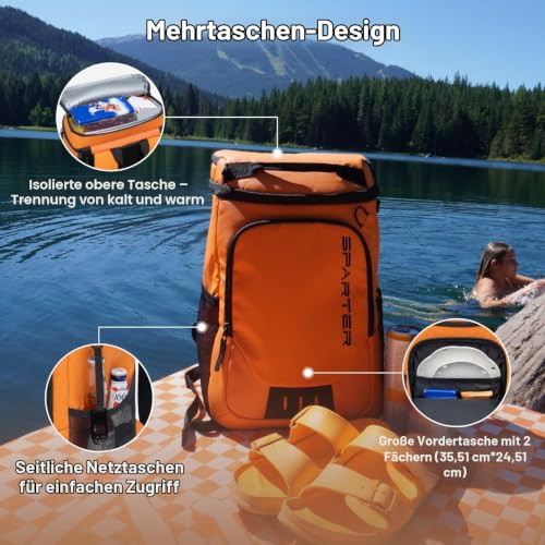 SPARTER 21L Kühlrucksack, 33 Dosen Kühltasche Rucksack, Auslaufsicher – Ansicht 4