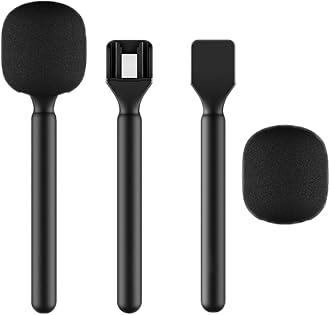 Magnetic Mic Holder Handheld Stand for DJI Mic 2, Hollyland LARK M2 M1 MAX C1 Wireless Microphone, Interview Go Stick and Foam Cover Pop Filter