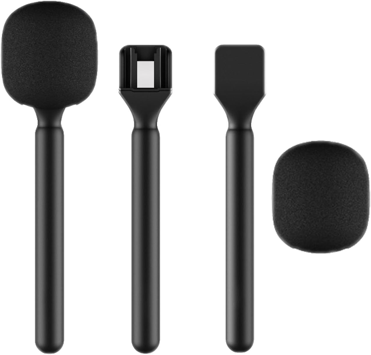 Magnetic Mic Holder Handheld Stand for DJI Mic 2, Hollyland LARK M2 M1 MAX C1 Wireless Microphone, Interview Go Stick and Foam Cover Pop Filter