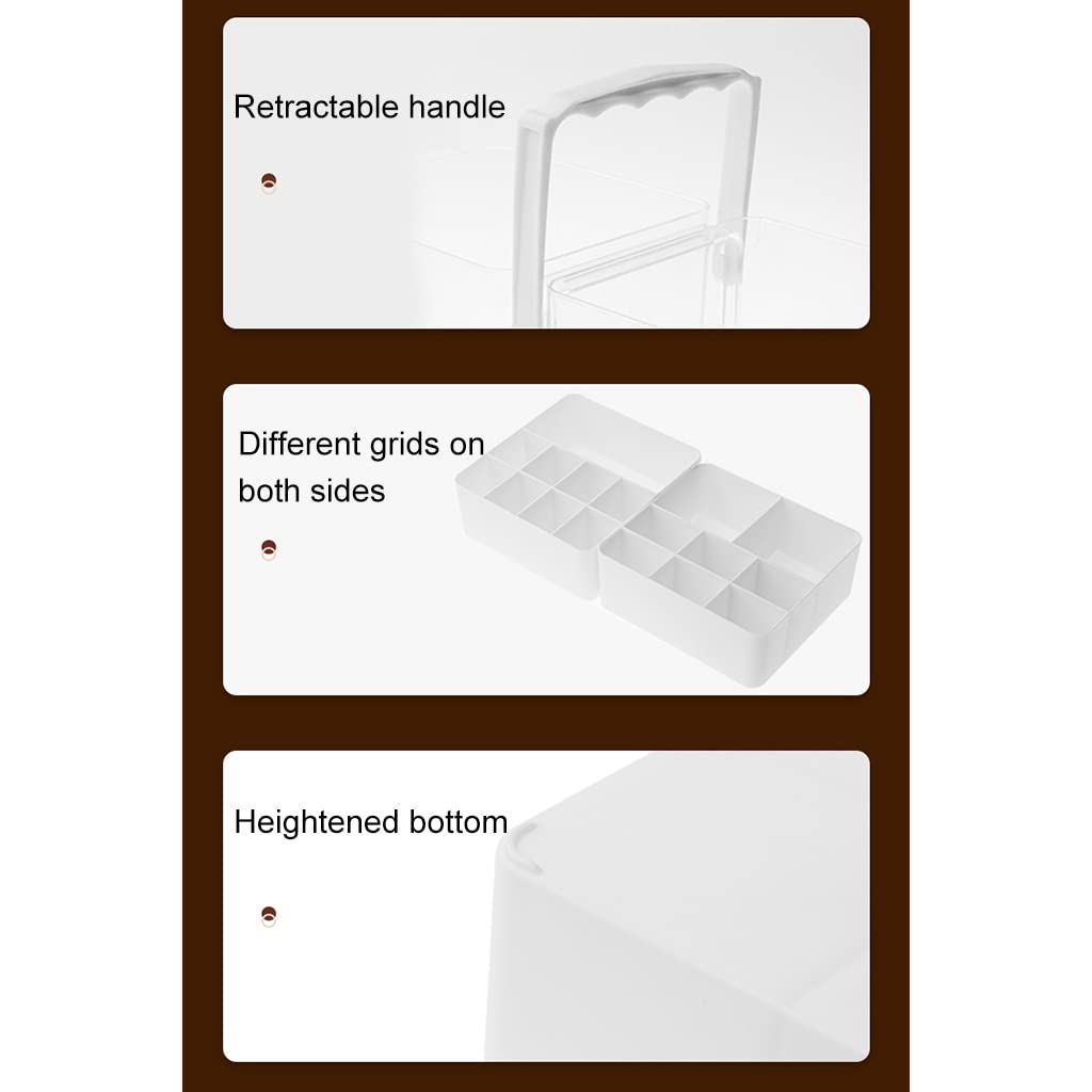 Organizer trasparente per mensole da bagno squisite, organizer per cosmetici in plastica per conservare prodotti per la cura della pelle, rossetto, cancelleria per ufficio, con manico, lavabile (Color