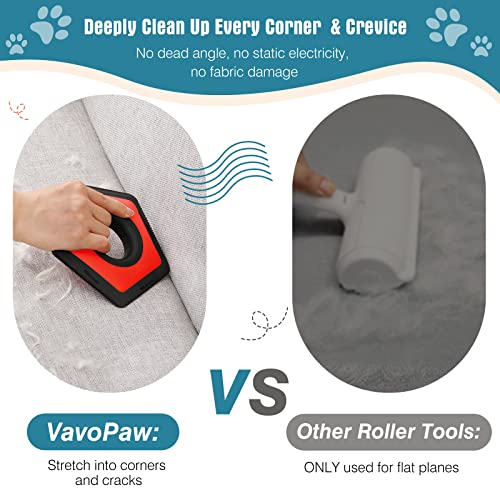 Image of VavoPaw Pet Fur Remover - Multifunctional Brush for Car Interior, Couch, Carpet, Sofa, Furniture, Lint Removal, Red