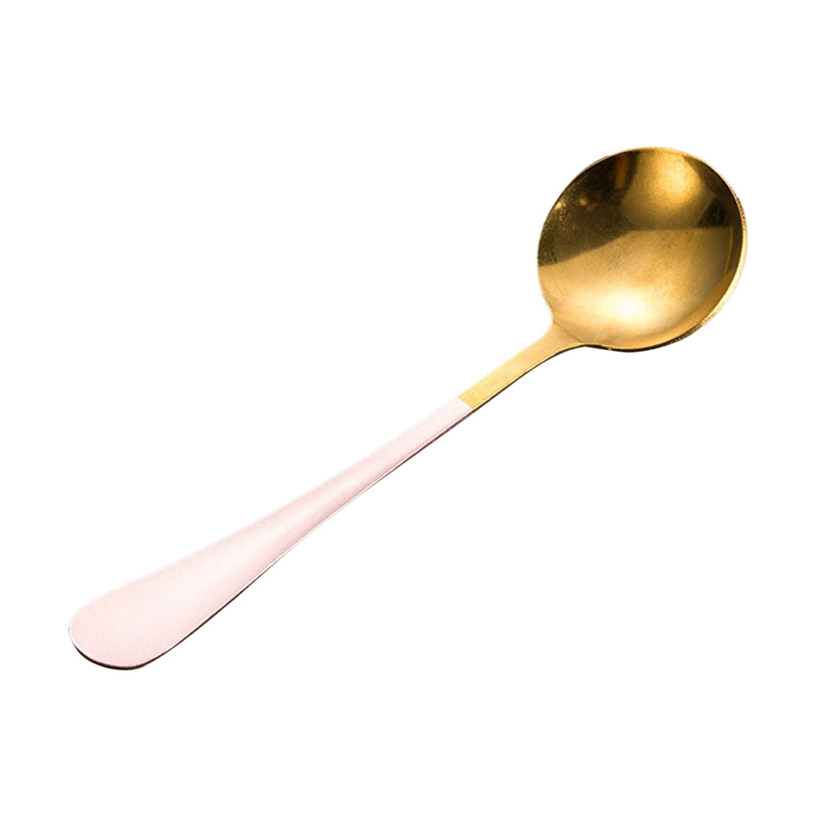 Cucharilla de café de acero inoxidable, juego de vajilla, cucharas redondas, cubiertos dorados, cucharas mezcladoras, accesorios de café (B, talla única)