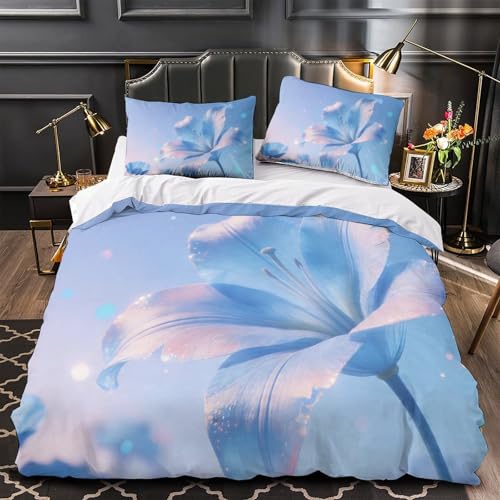 Housse de couette fleurie 140x200 en microfibre avec drap - 4
