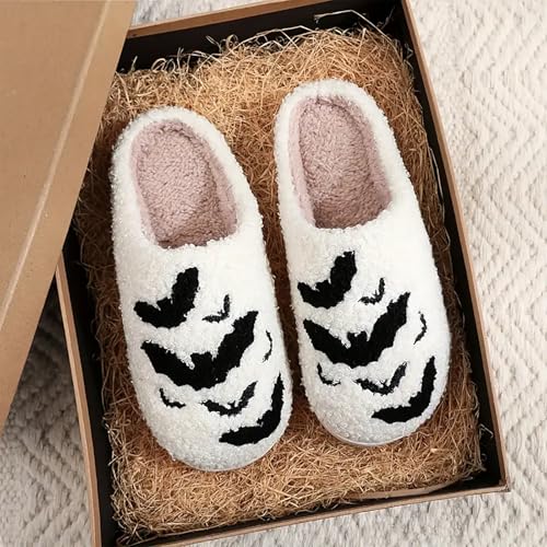 Image of Halloween Pumpkin Slippers for Womens Mens Plush Warm Spooky Lantern Pumpkin Slippers House Shoes