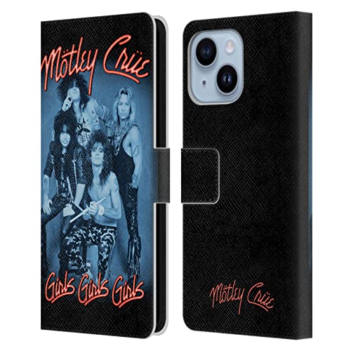 Étui portefeuille iPhone 14 Plus cuir Motley Crue protection clapet