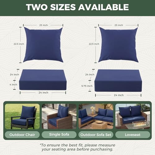 Outdoor Chair Cushions, Waterproof & Fade Resistant Patio Cushions (Navy Blue) STARTING at $18.49 AC - image 3