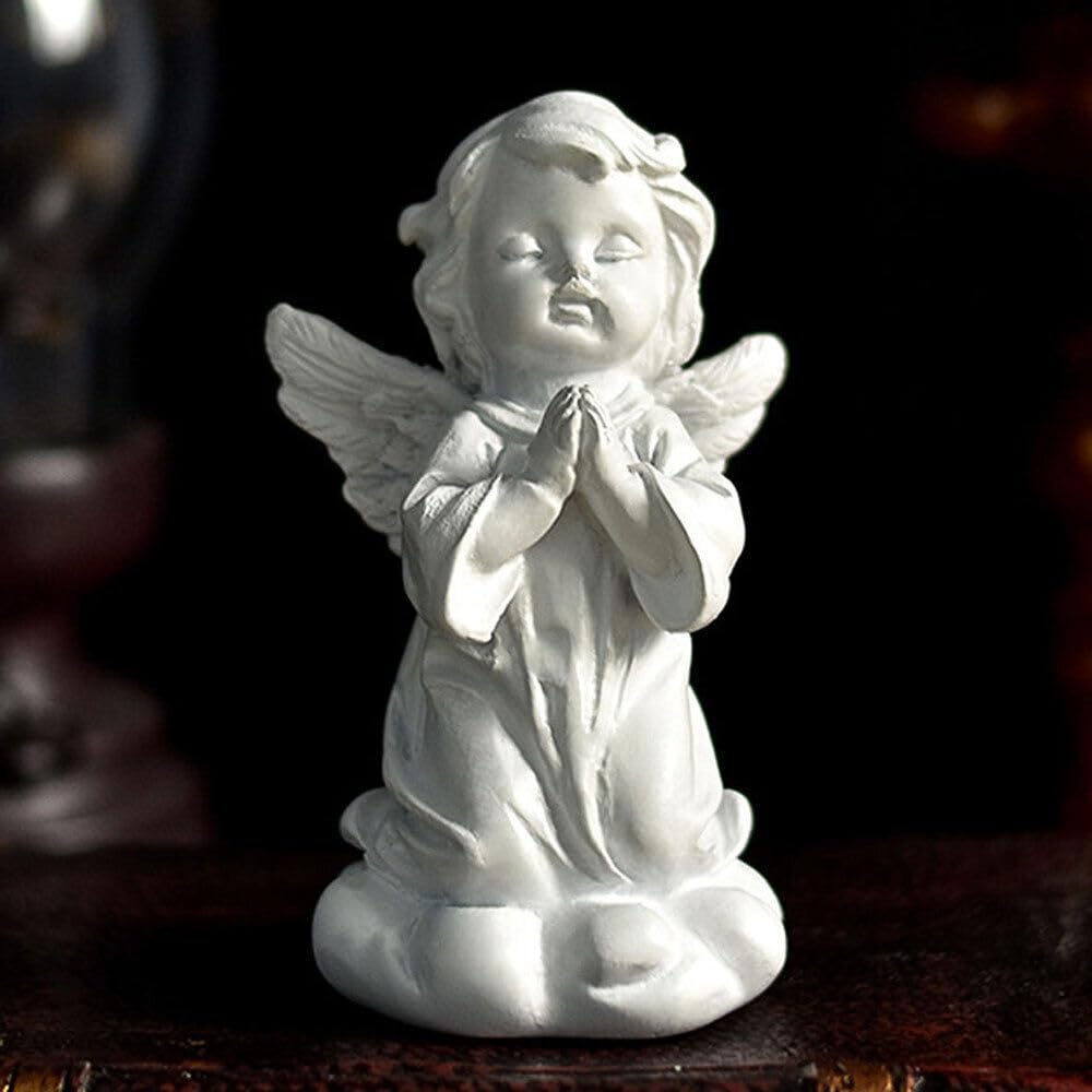 Praying Cherub Angel, Resin Garden Memorial Statue Figurine, 3.54" H x 1.97" W