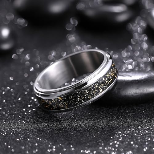 Image of King Will 316L Stainless Steel Spinner Ring for Men Women- 8mm Width Fidget Ring with Dragon /Celtic Knot Pattern, Stress Anxiety Relief Comfort Fit Wedding Band