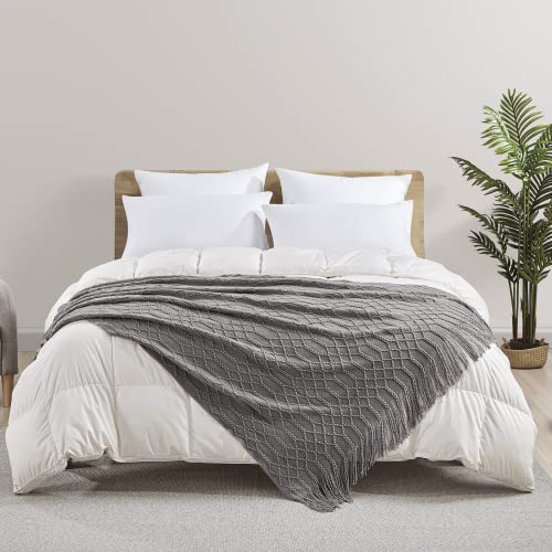 Molly Rocky 100% Acrylic Knitted Throw Blanket Textured Solid Soft Decorative Throw For Sofa, Couch, Bed,50X60 Inch,Grey #TOP3