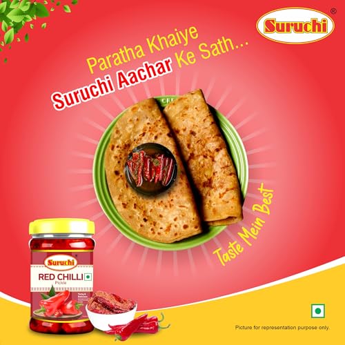 Image of Suruchi Red Chilli Pickle - 100g | Lal Mirchi Ka Achar | Chili Pickle | Ready to Eat Chilly Pickle | Authentic North Indian Flavour | Pure & Natural Ingredients (Pack of 1)