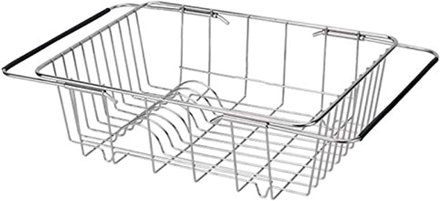 Adjustable Over Sink Dish Drying Rack Stainless Steel Kitchen Storage Basket Drain Holder Fruit Rustproof Home Organizer