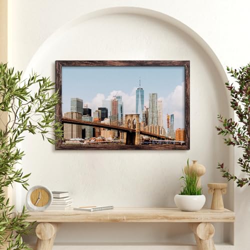 Image of BESCRCL 20x30 Picture Frame Brown, Poster Frames Wall Hanging, Display Pictures 20 x 30 without Mat, 1 Pack