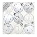 Produktbild Magic 9 STK. PVC Christbaumkugeln 6cm (Silber/weiß) // Ornament Dekor Kunststoff bruchfest Dekokugeln Weihnachtskugeln Baumkugeln Baumschmuck Set Christbaumschmuck Weihnachtsschmuck 60mm