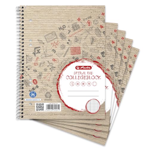 herlitz Collegeblock A5 Recycling, kariert, 80 Blatt, gelocht...