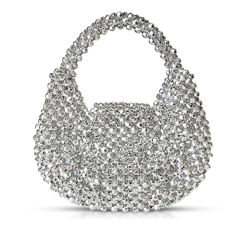Bolso de mano cuadrado de mujer plata miniatura 1