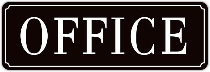 The Office Door Sign for Home and Business，Self-Adhesive Waterproof and Fade-Resistant Modern Office Sign Sticker for House，Business，Door, Window（Black）
