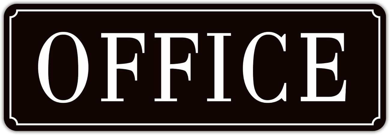The Office Door Sign for Home and Business，Self-Adhesive Waterproof and Fade-Resistant Modern Office Sign Sticker for House，Business，Door, Window（Black）