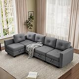 Luxstein Sofá esquinero con espacio de almacenamiento, 272 x 139 x 86