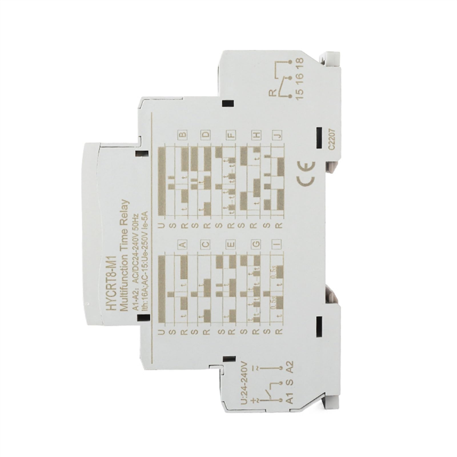 Przekaźnik programatora czasowego, programowalny, 220 V, 16 A, z 10 funkcjami, 24 V, 240 V, cyfrowy wyświetlacz LED, przekaźnik czasowy, montaż na szynie DIN (kolor: ACDC24V-240V, rozmiar: HYCRT8S-M3)