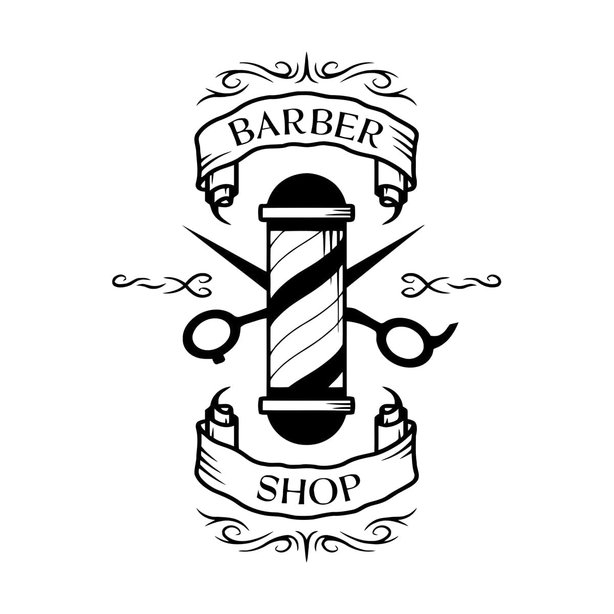 Barber Shop Wall Decal Vinyl Decal Barber Salon Mustache Haircut Scissors Beauty Hair Wall Sticker Barber Shop Decor Design Small - 32x42cm โ image 1