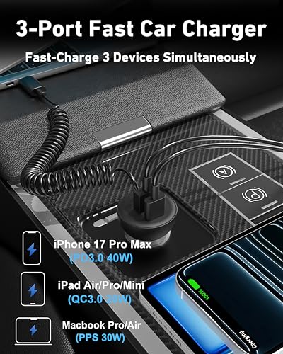 Power-7 90W Coiled Cable Charger