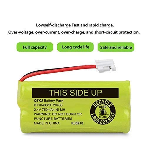 QTKJ BT184342 BT18433 BT284342 BT28433 BT-1011 BT-1018 BT-1022 Cordless Phone Battery for Vtech CS6209 CS6219 CS6229 DS6322 DS6151 DS6101 AT&T CL80100 CL80109 Uniden DCX400 BT-6010 DWX337 (3-Pack)
