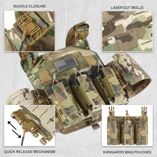 Image of VOTAGOO Gear Tactical Vest, Quick Release Lightweight Airsoft Vest, Adjustable Weighted Vest for Outdoor Hunting Training