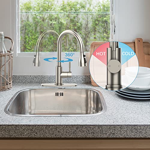Kitchen Faucet With Pull Down Sprayer For Kitchen Sink, High Arc Brushed Nickel Kitchen Sink Faucet With 3 Modes #TOP1