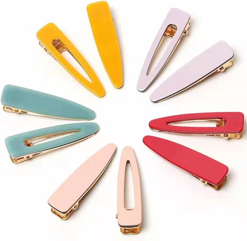 10 Pcs Acrylic Resin Macaron Hair Barrettes Duckbill Totoise Clips Fashion Geometric Alligator Hair Clips for Women and Ladies Hair Accessories