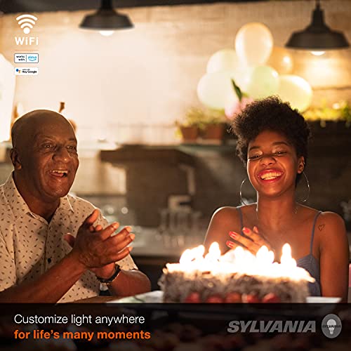 Image of SYLVANIA Wifi LED Smart Light Bulb, A19, 60W, Soft White, Compatible with Alexa and Google Home Only - 4 Pack (75672)