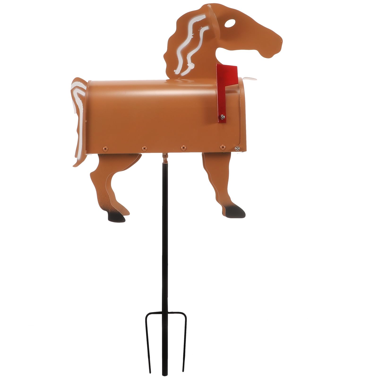 Boîte aux lettres marron motif cheval en métal pour courrier de maison et jardin