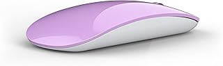 Uiosmuph U58 Wireless Mouse, Rechargeable & Noiseless Mouse Ultra Slim 2.4G PC Computer Laptop Mouse with USB Nano Receiver, 1600 DPI Travel Mice for Windows Mac Linux Macbook (Purple)