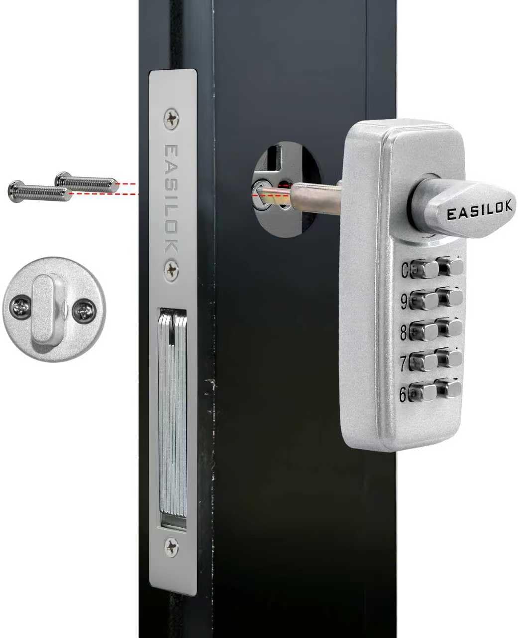 Keyless Keypad Storefront Door Lock, Mechanical Commercial Mortise Lock for Aluminum/Glass Narrow Stile Doors, No-Drill Adams Rite Replacement (Silver, Deadbolt, 1-1/8")