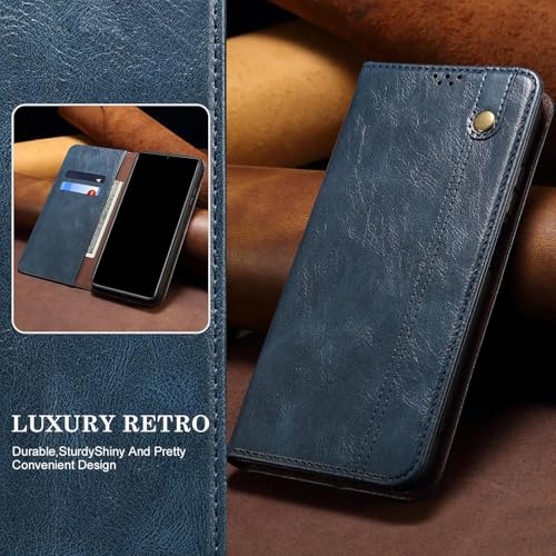 Image of Flip Cover for Samsung Galaxy S25 Ultra 5G, Genuine Leather Wallet [Kickstand] [Strong Magnetic] Compatible with Samsung Galaxy S25 Ultra 5G (Official Blue)