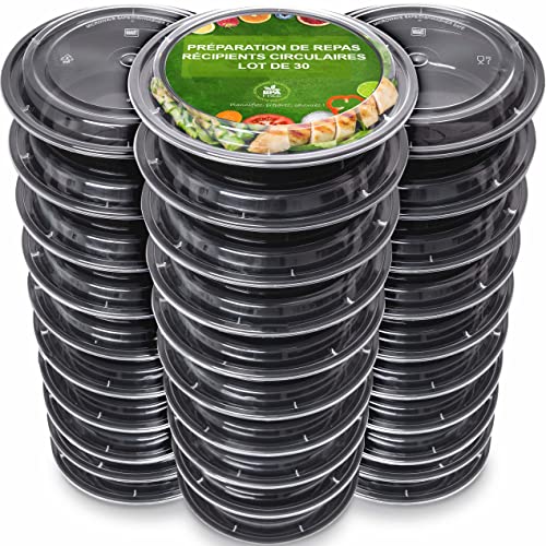 Boite Repas [Lot de 30] Meal Prep Containers - Réutilisables Boites Alimentaires pour Préparation des Repas - Étanche Barquette Congelation Convient pour Lave-Vaisselle Congélateur Micro-Ondes Cover