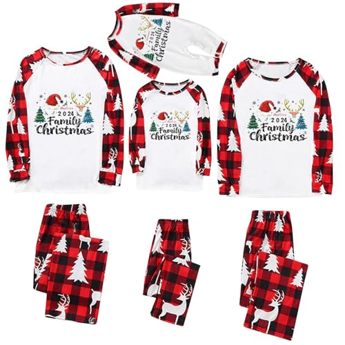 Conjunto de pijama familiar de Navidad para hombre y mujer, con letras impresas a juego, cómodo para él y ella, diseño de dibujos animados para niños y niñas, para bebés de 3 meses a 6 meses a 22 años