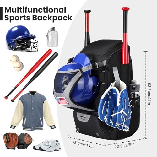 Bolsa ligera para bate de sóftbol con soporte de casco y manoplas 5