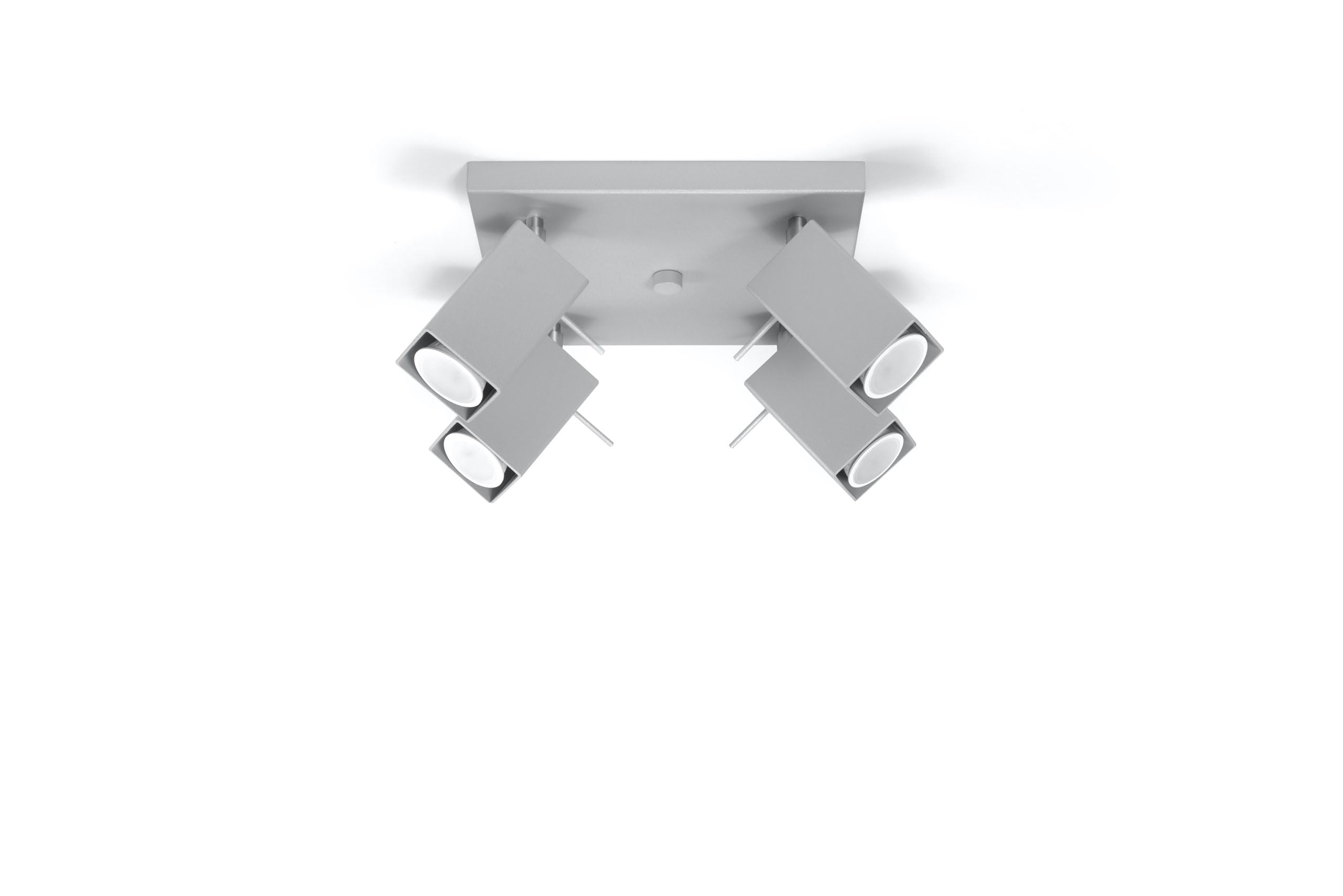 SOLLUX lighting Deckenlampe Deckenleuchte Deckenstrahler Stahl - 4 Flammig - LED Lampe Glühbirne - Grau Merida