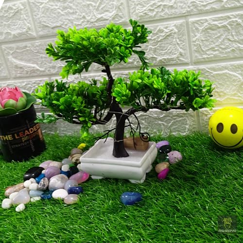 Image of Artificial LED Bonsai Plat with Lush Colorful Foliage in Elegant Plastic Pot | Artificial Plants with Pot | Fake Bonsai Tree | Home Decor Items (Green, 24cm)