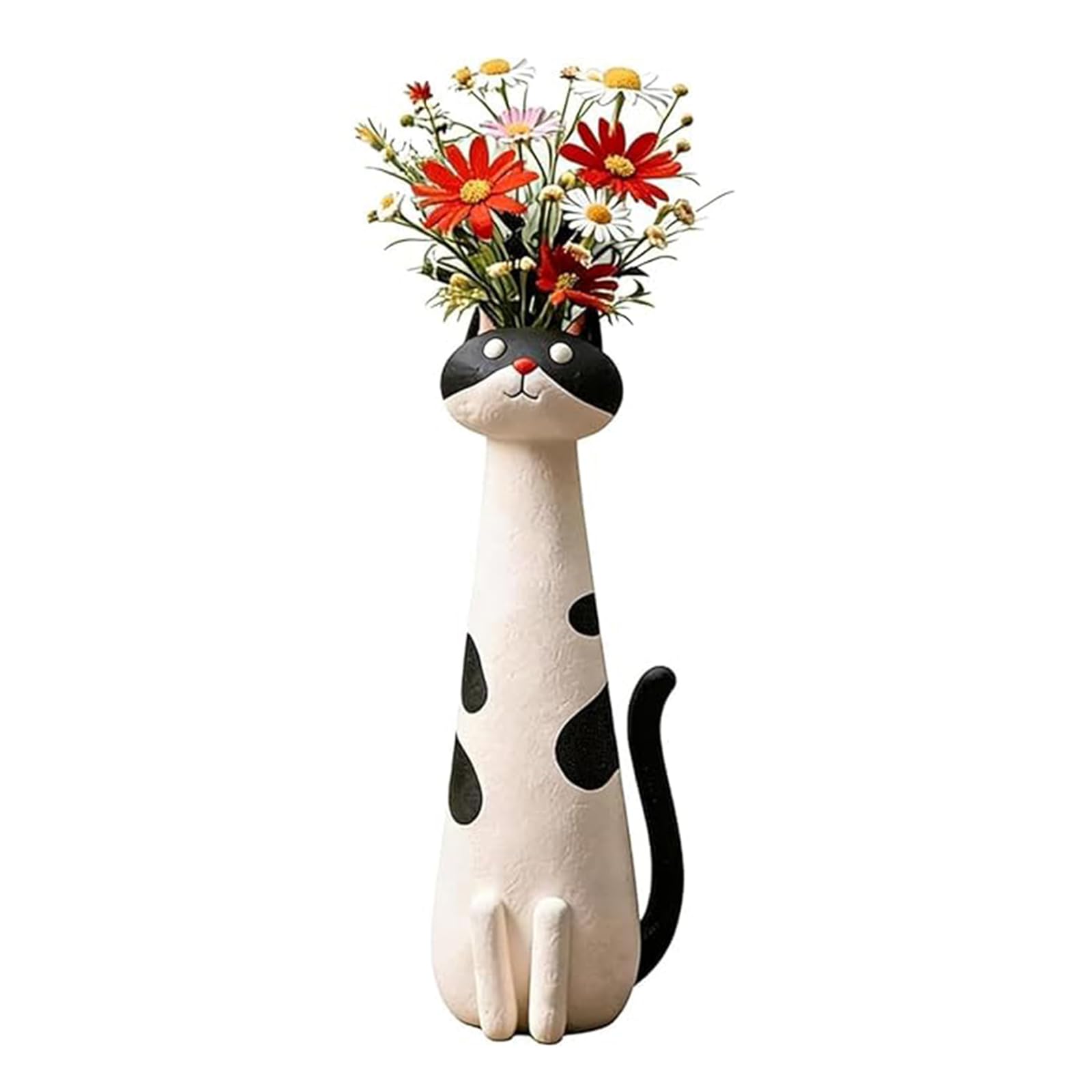 Handcrafted Quirky Cat Vase Modern Whimsical Resin Cat Flower Vase Creative Ornament for Living Room