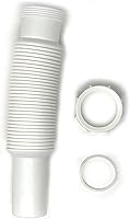 ProBuildersHardware 1-1/2 x 15 Inch Flexible Drain Extension Tube with 1-1/4 Adapter, Slip Joint Nut & Washer - White Polypropylene for Kitchen Bathroom P-Trap