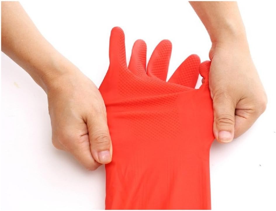 Kitchen Rubber Cleaning Gloves with Warm Lining Household Thickening PU Waterproof Dishwashing Latex Glove Large 2 Pairs