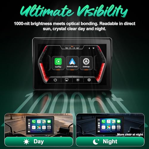 Image of 2026 YZW GPS Carplay 5 inch for Motorcycle with TPMS, Wireless CarPlay & Android Auto, GPS Nevigation, Supports Bluetooth, Siri, Google Assistant, Vioce Control, USB, IP69K HD Waterproof Touchscreen