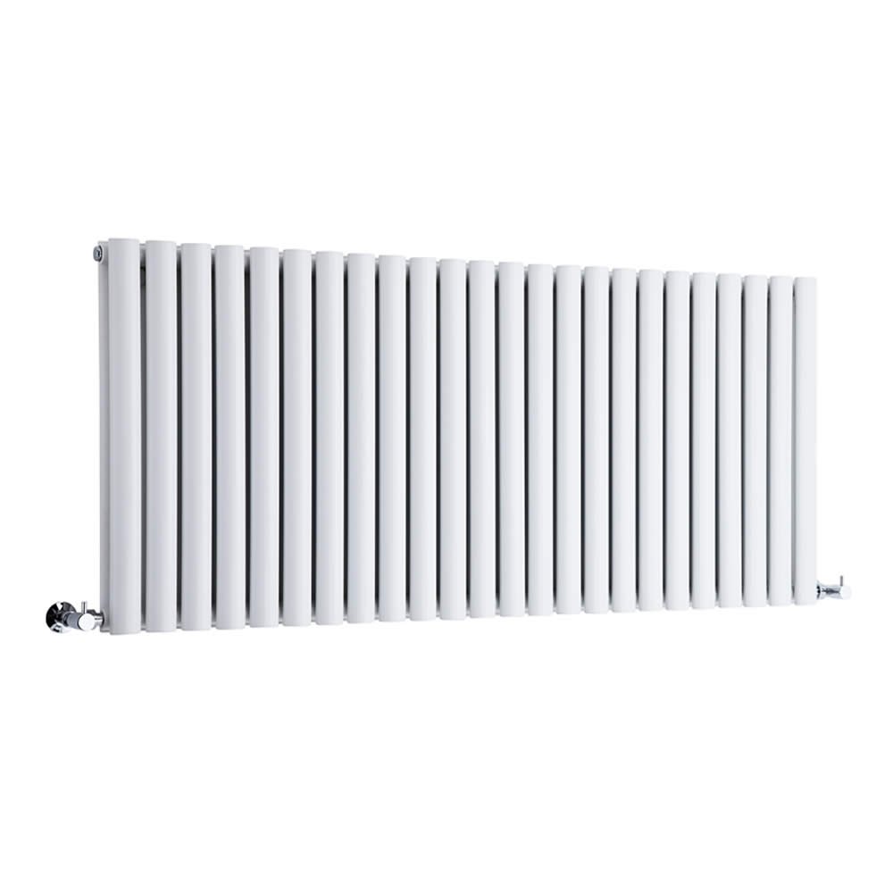 Milano White Aruba Horizontal Double Oval Panel Radiator - 635Mm X 1416Mm